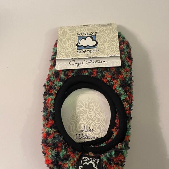 Worlds Softest Sock Cozy Collection slip on multicolor red green black - Picture 3 of 9